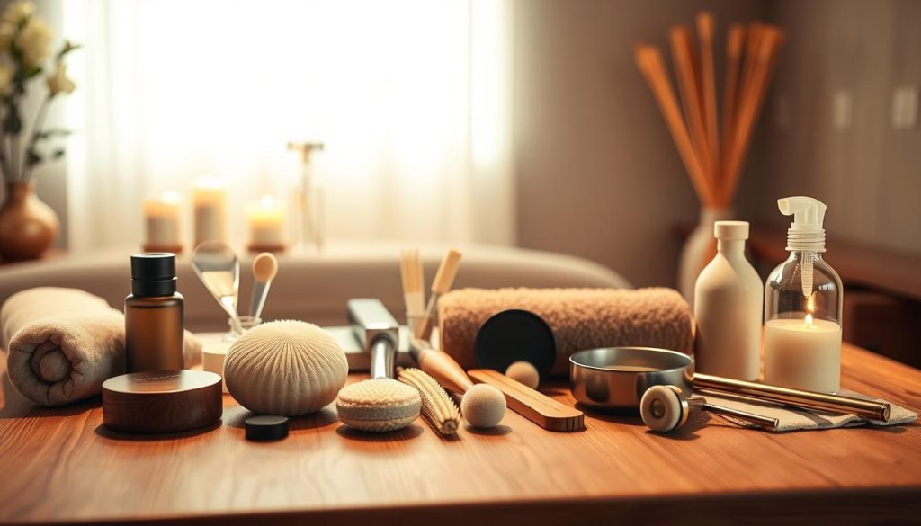 A serene spa-like setting with soft, diffused lighting illuminating a variety of massage tools and accessories neatly arranged on a wooden surface. The scene exudes a calming and professional atmosphere, hinting at the expertise and thoughtful selection of the massage therapists. In the background, a soothing, neutral-toned backdrop sets the stage for the carefully curated massage equipment, conveying the importance of making an informed and personalized choice for the best massage experience. A serene spa-like setting with soft, diffused lighting illuminating a variety of massage tools and accessories neatly arranged on a wooden surface. The scene exudes a calming and professional atmosphere, hinting at the expertise and thoughtful selection of the massage therapists. In the background, a soothing, neutral-toned backdrop sets the stage for the carefully curated massage equipment, conveying the importance of making an informed and personalized choice for the best massage experience.