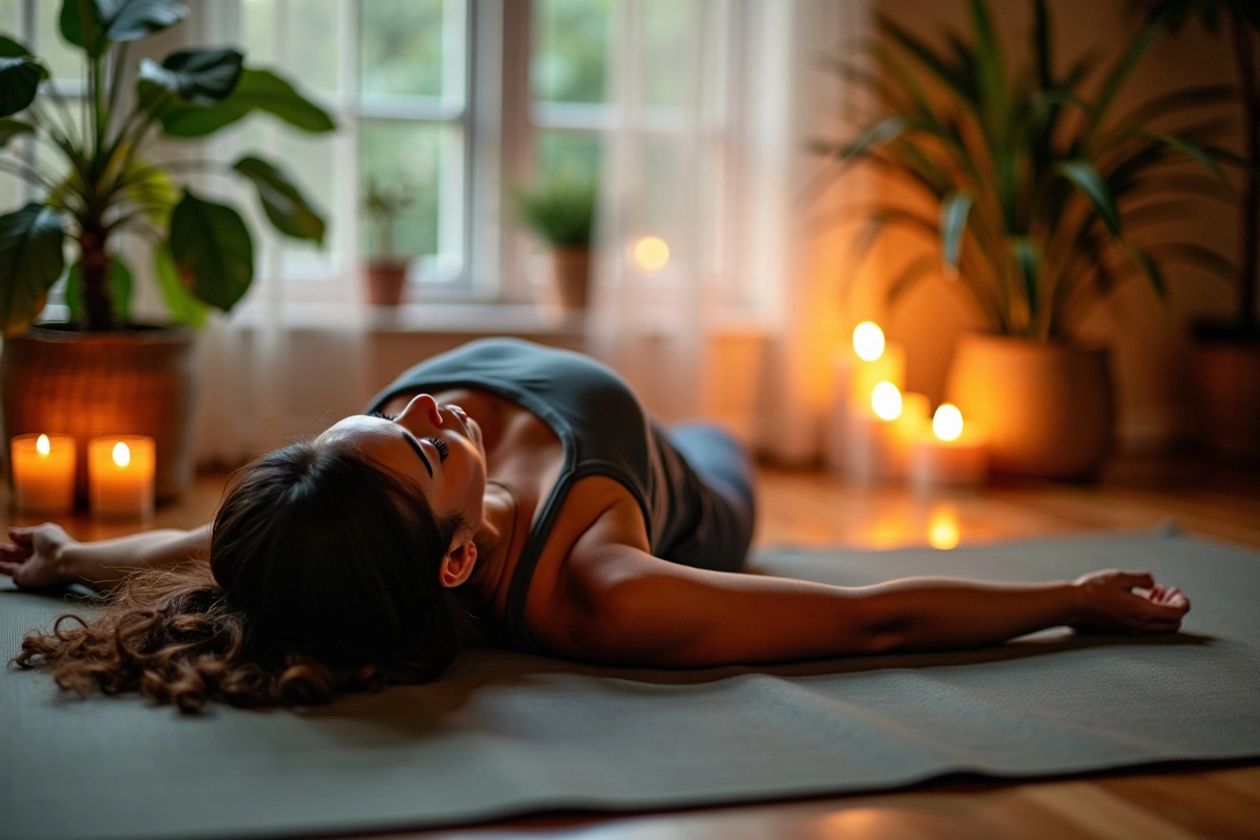 Yoga yapan kişi, huzurlu ortam