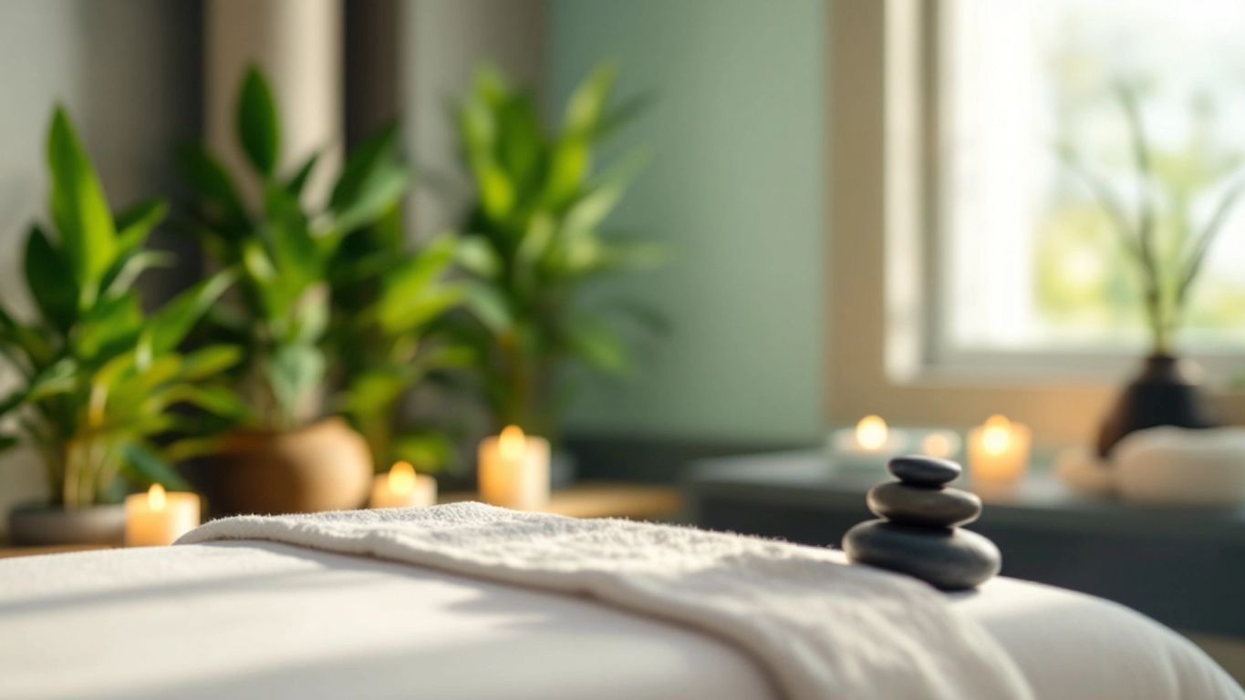 Masaj masası ve huzurlu bir spa ortamı.